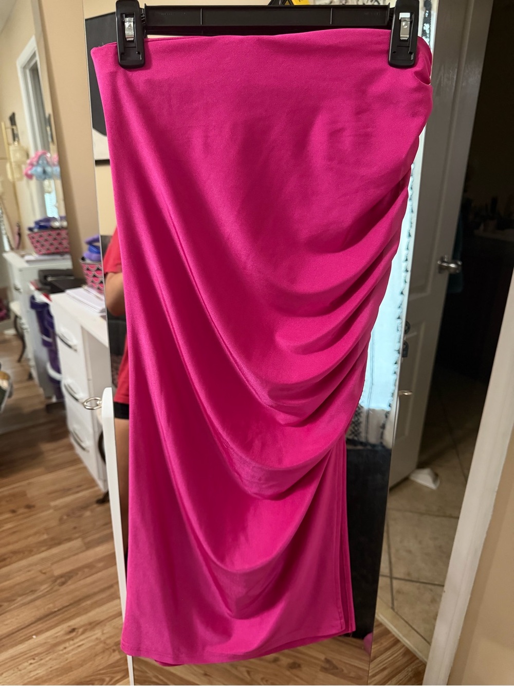 Fuchsia Draped Midi Skirt